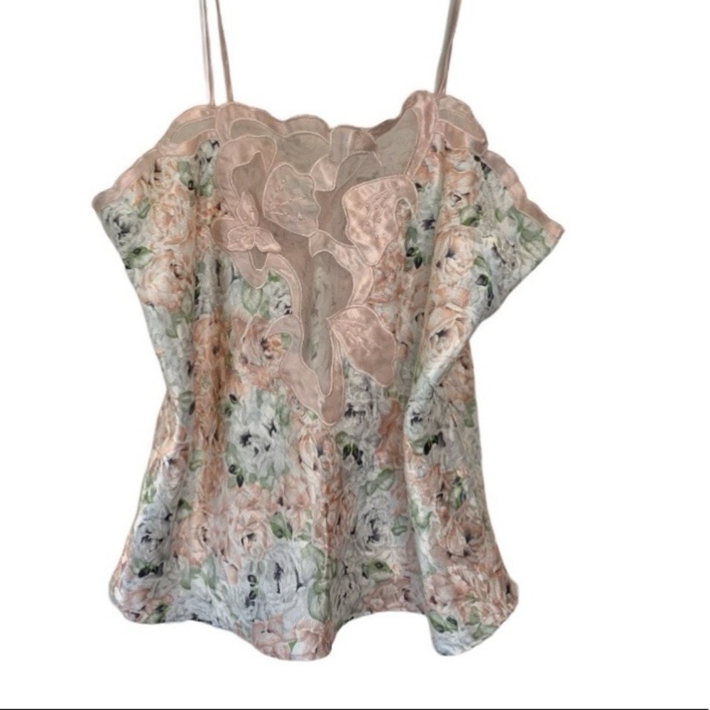 Vintage Victoria’s Secret Silky Floral Camisole Tank Gold Label 90s